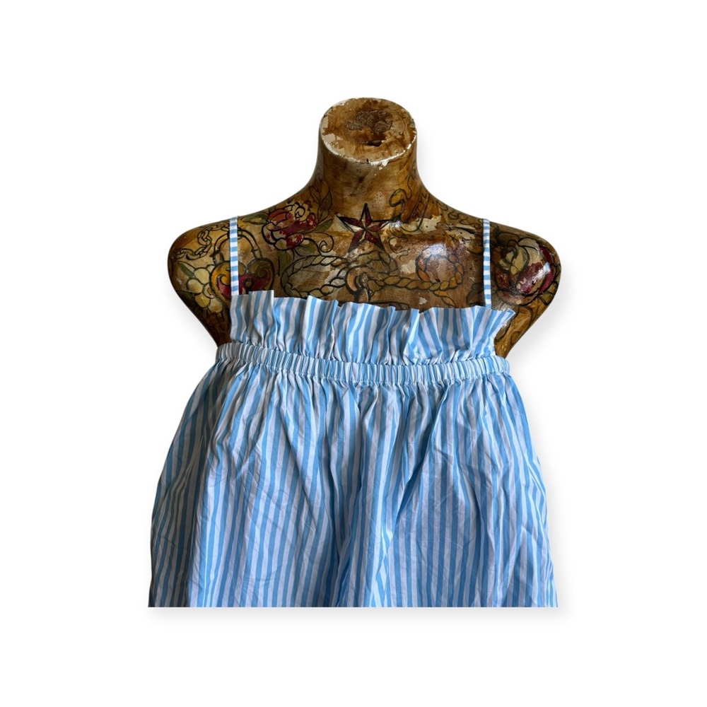 LAKE top sleeveless blue white striped small adjustable straps - Picture 2 of 9